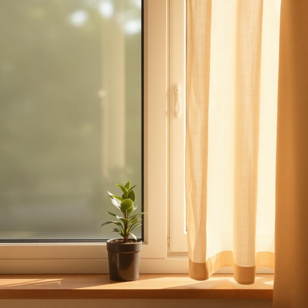 Soft morning daylight through a sheer linen curtain